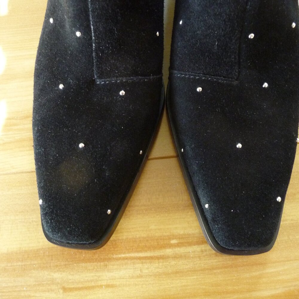 RAG & BONE JONI SUEDE STUDDED BLOCK HEEL WESTERN  ANKLE  ZIP BOOTIES SIZE 37 NEW - Picture 8 of 10
